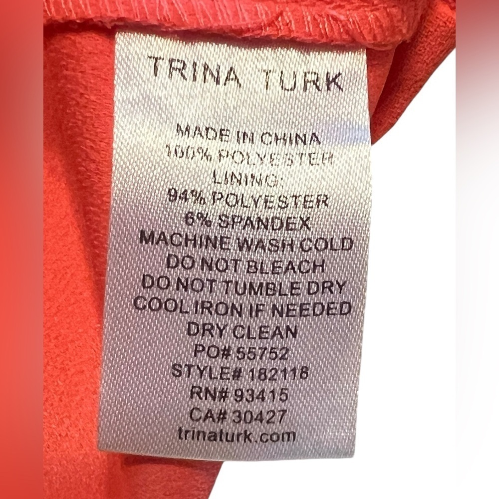 Trina Turk Cold Shoulder Blouse Size M Coral W Multicolor Strap. - Picture 6 of 9